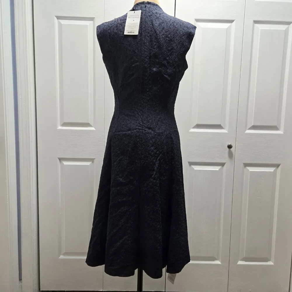 NWT MM. LaFleur Sadako Midi Dress Size 4 A-Line Jacquard Orbit (Blue) Sleeveless - Picture 3 of 6